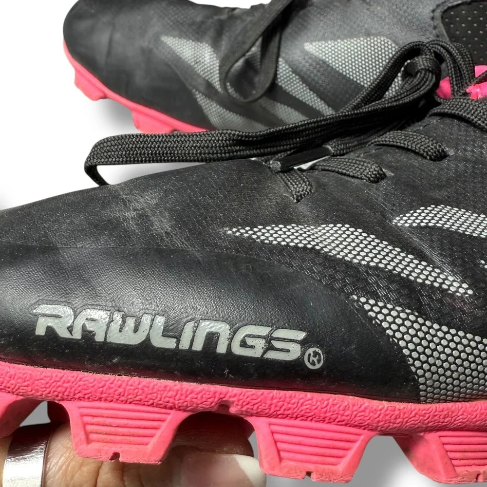 Rawlings Fastpitch Softball baseball Cleats Molded Black Pink kids Girls Size 5D